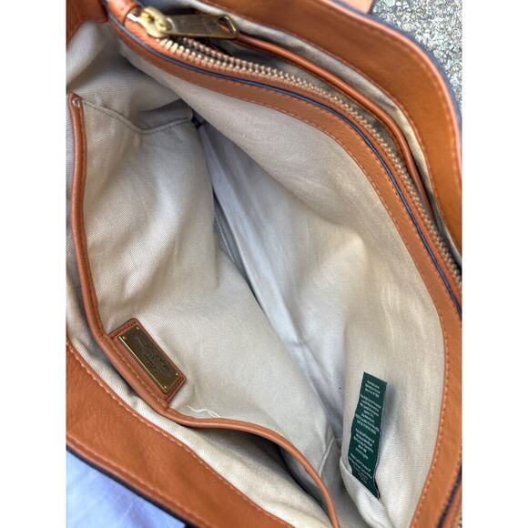 Ralph Lauren Cognac Glove Tanned Leather Tote Satchel Heritage Logo - Picture 5 of 7